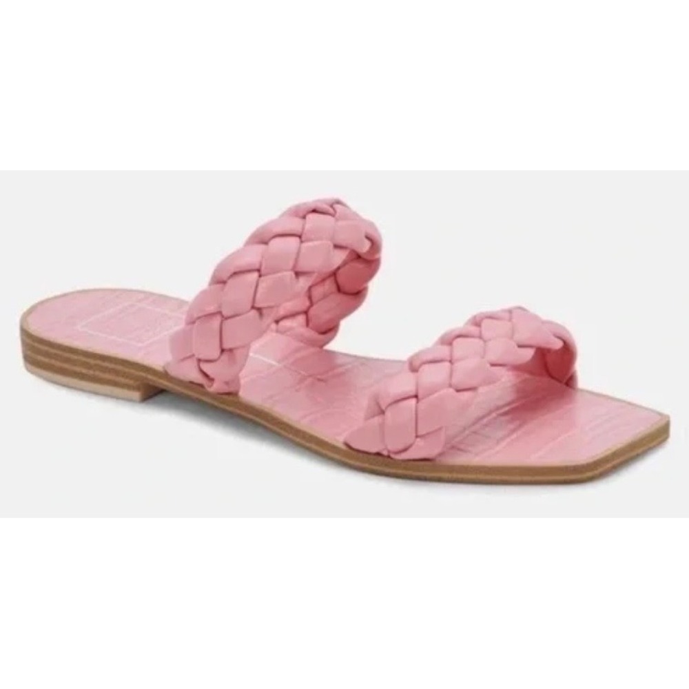 Dolce Vita Careena Girls‎ Pink Braided Slide Sandals Square Toe Flat Size 5